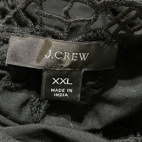 J. Crew V-neck Dress Eyelet Trim Cotton Black XXL Ruffle - Picture 4 of 8